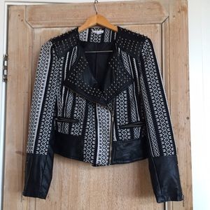Moto jacket from Adore. Black/ivory Multi texture